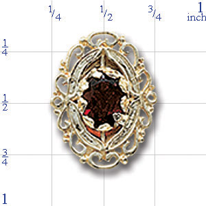 A4139 14K SLIDE WITH GARNET & FILIGREE SIDES 